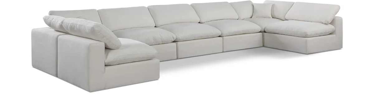 Comfy - 7 Piece Linen Modular Armless Sectional - Light Gray