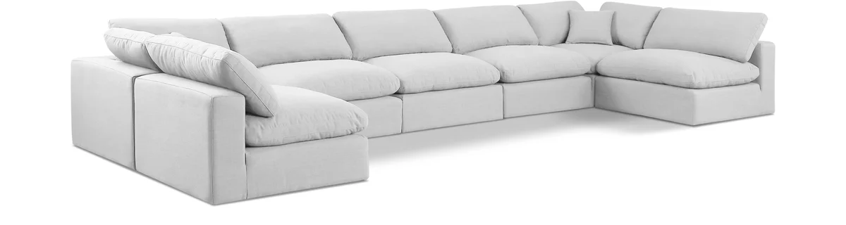 Comfy - 7 Piece Linen Modular Armless Sectional - Of White