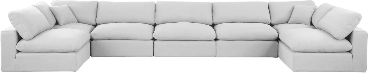 Comfy - 7 Piece Linen Modular Armless Sectional - Of White - View 2