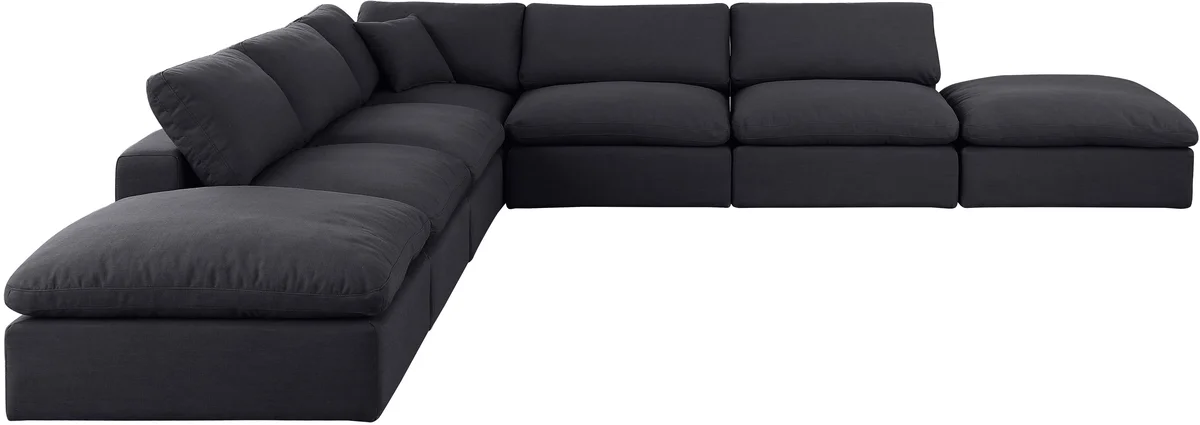 Comfy - 7 Piece Linen Modular Corner Sectional - Charcoal - View 2