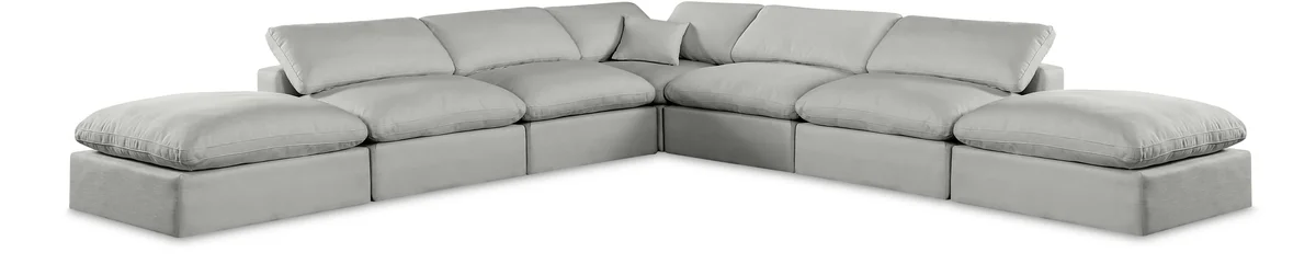 Comfy - 7 Piece Linen Modular Corner Sectional - Gray