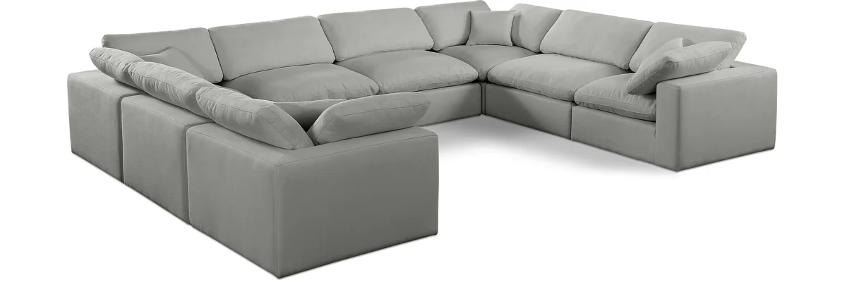 Comfy - 8 Piece Linen Modular Sectional - Gray