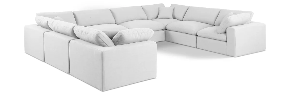 Comfy - 8 Piece Linen Modular Sectional - Of White