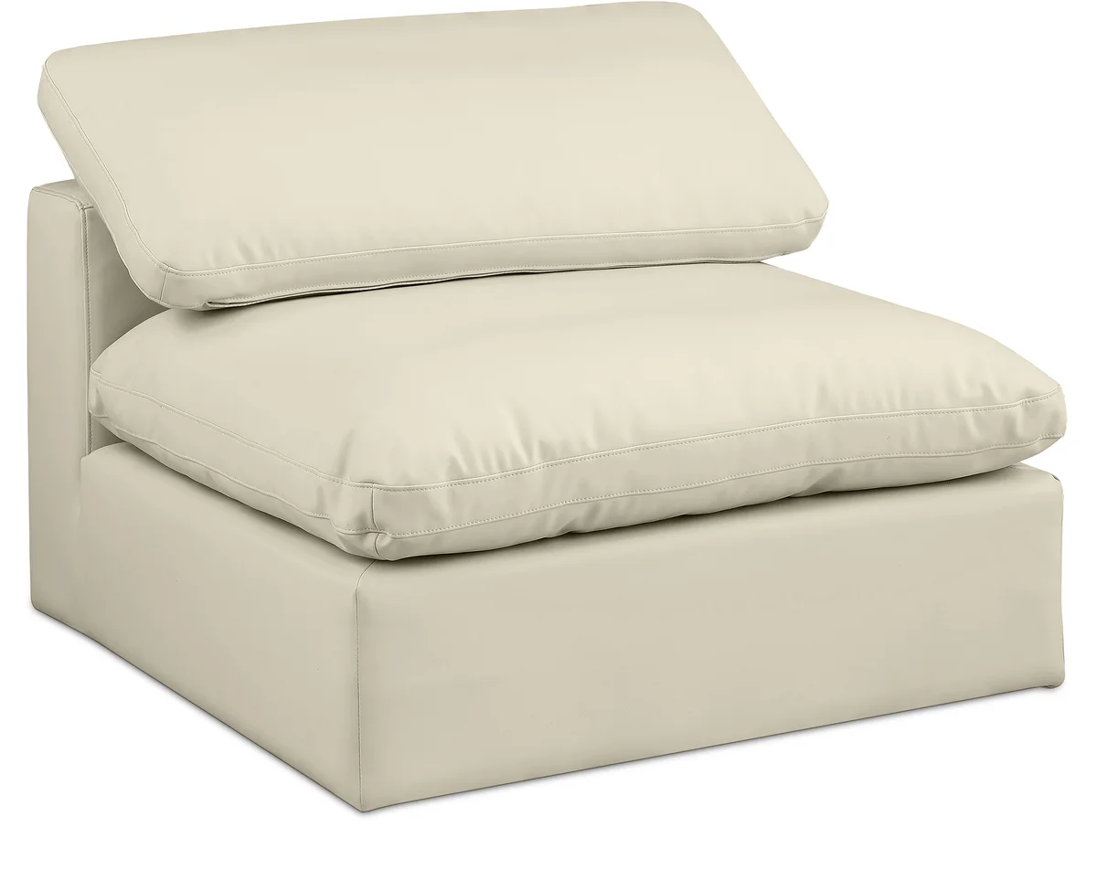 Comfy - Faux Leather Armless Chair - Cream