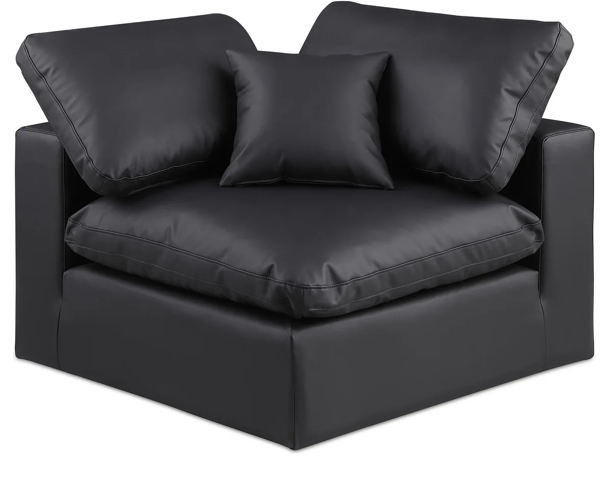 Comfy - Faux Leather Corner Chair - Black