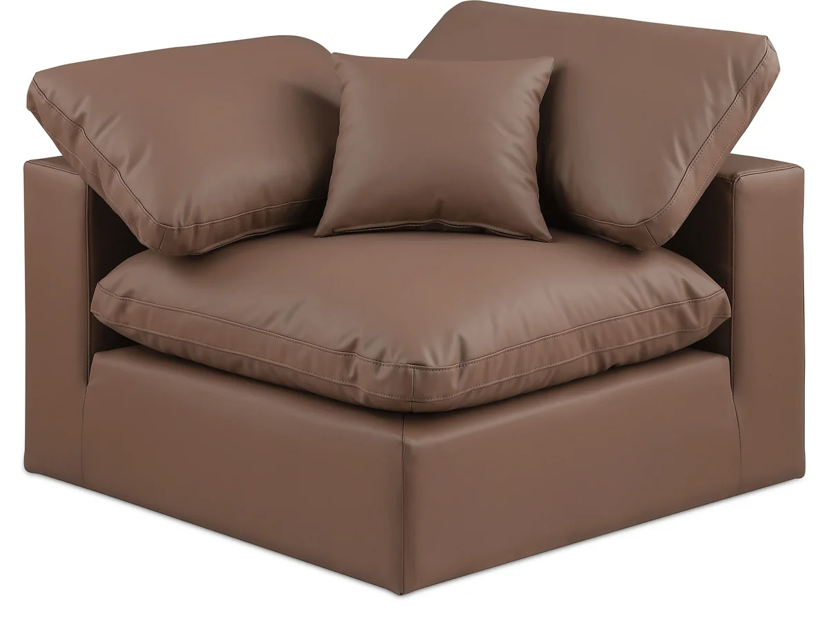 Comfy - Faux Leather Corner Chair - Brown