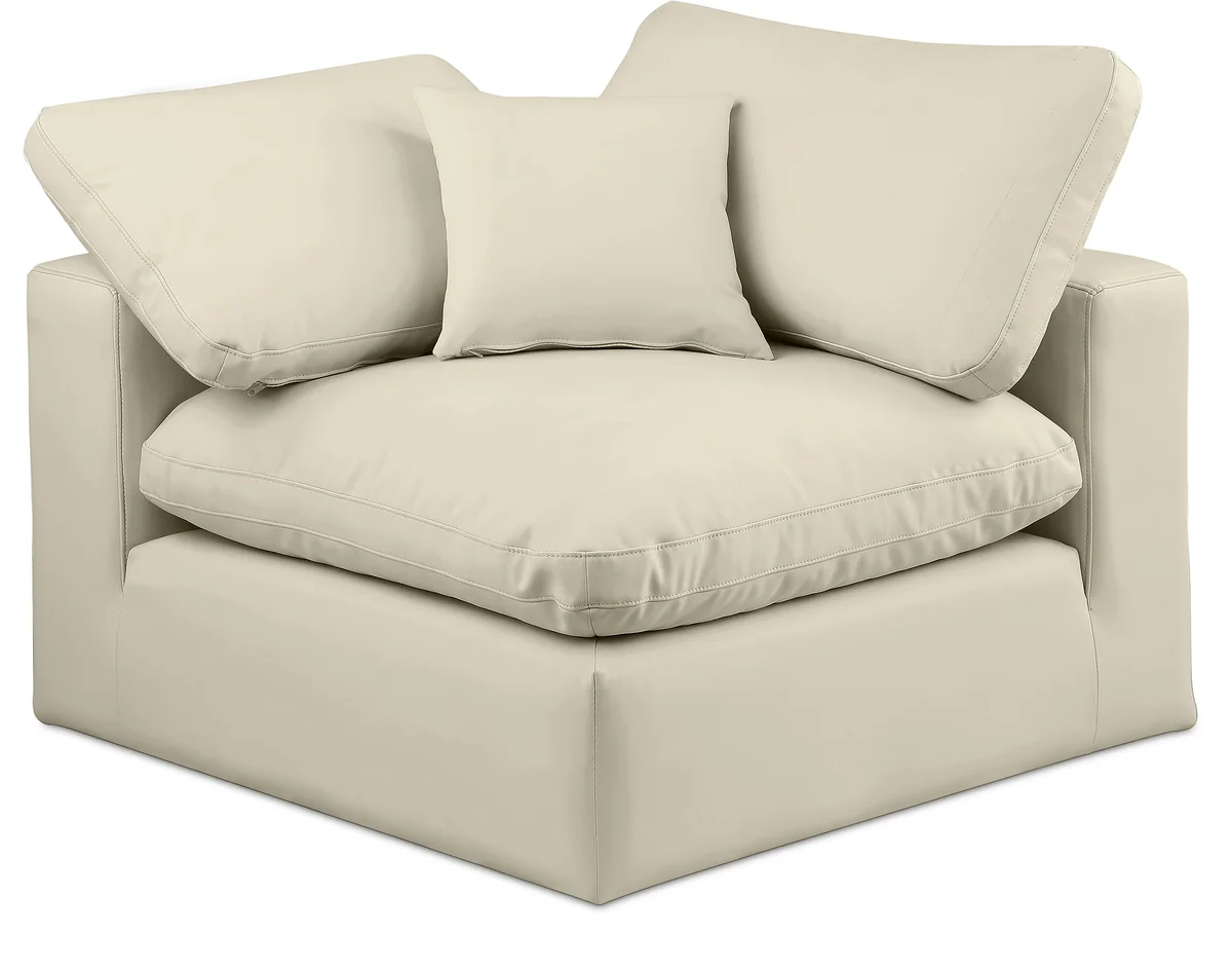 Comfy - Faux Leather Corner Chair - Cream