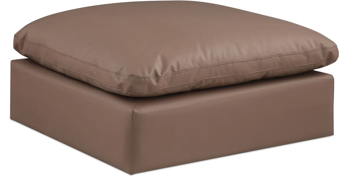 Comfy - Faux Leather Ottoman - Brown