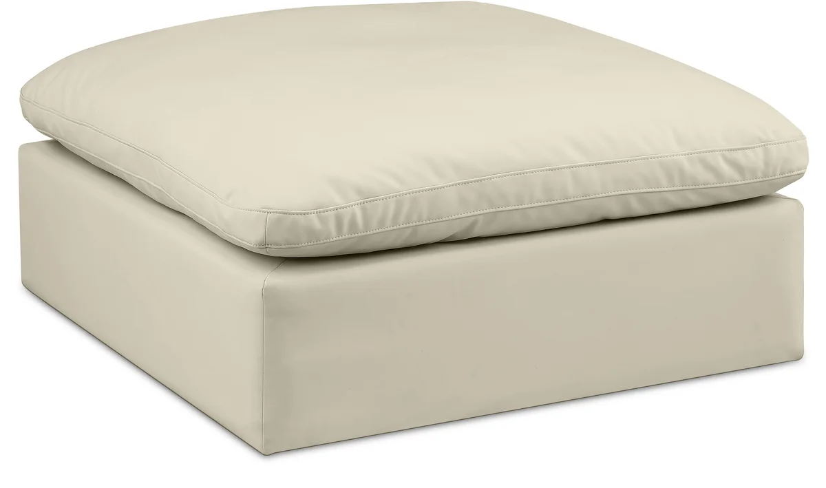 Comfy - Faux Leather Ottoman - Cream