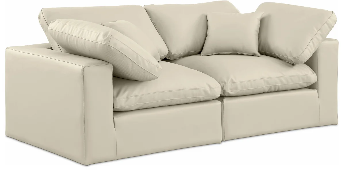 Comfy - Faux Leather Modular Sofa 2 Seats - Cream
