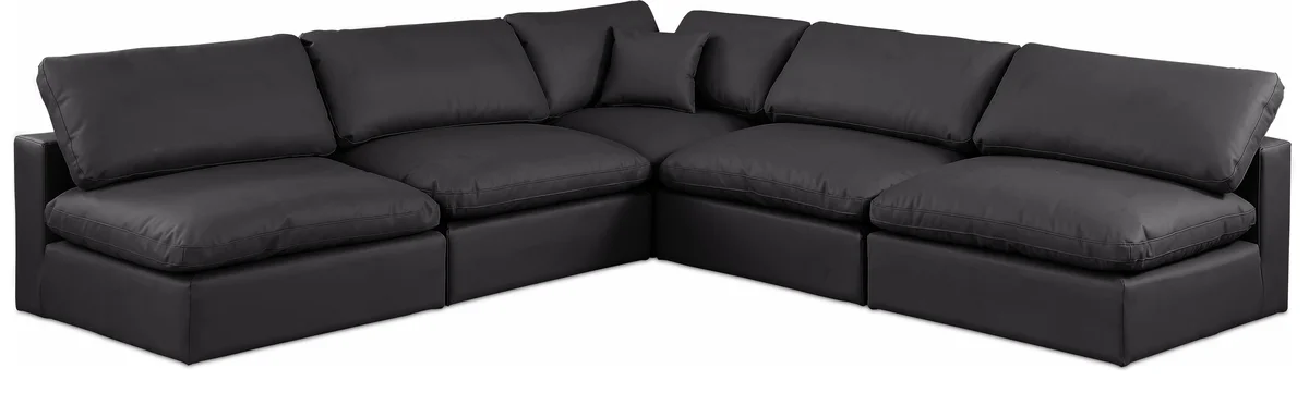 Comfy - 5 Piece Faux Leather Modular Corner Armless Sectional - Charcoal