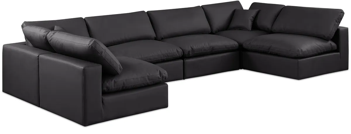 Comfy - 6 Piece Faux Leather Modular Armless Sectional - Charcoal