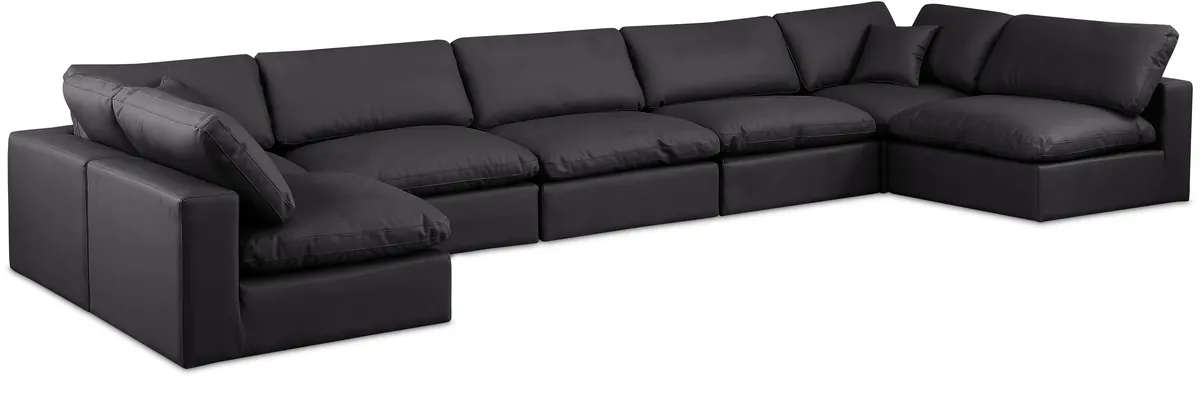 Comfy - 7 Piece Faux Leather Modular Armless Sectional - Charcoal