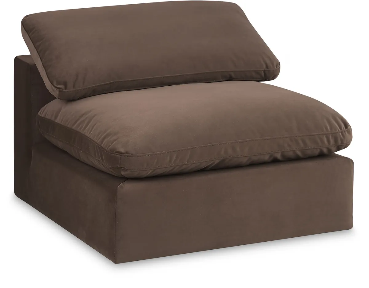 Comfy - Velvet Armless Chair - Brown