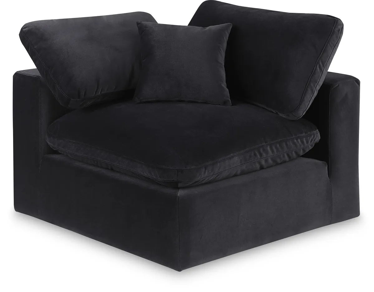 Comfy - Velvet Corner Chair - Black