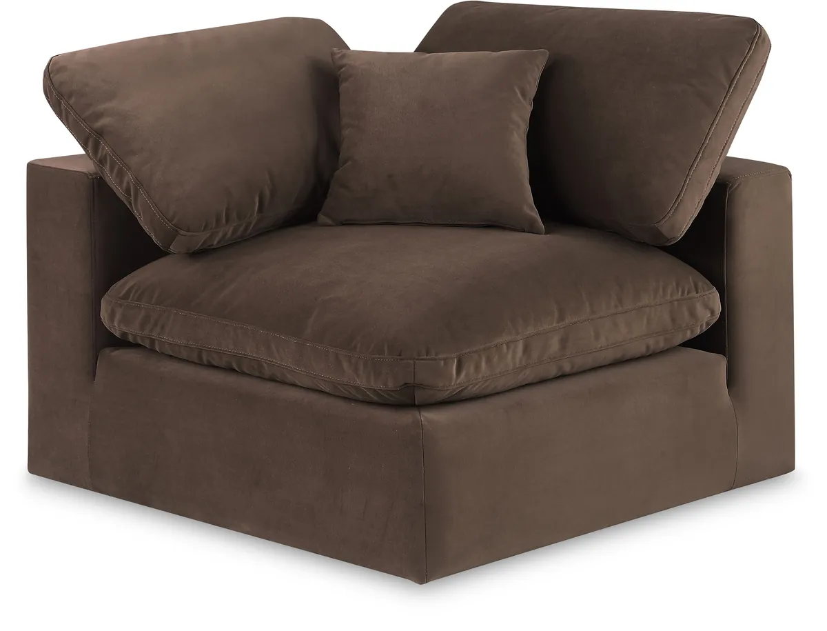 Comfy - Velvet Corner Chair - Brown