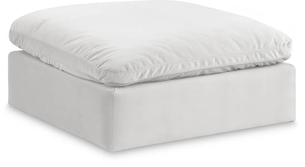 Comfy - Velvet Ottoman - White
