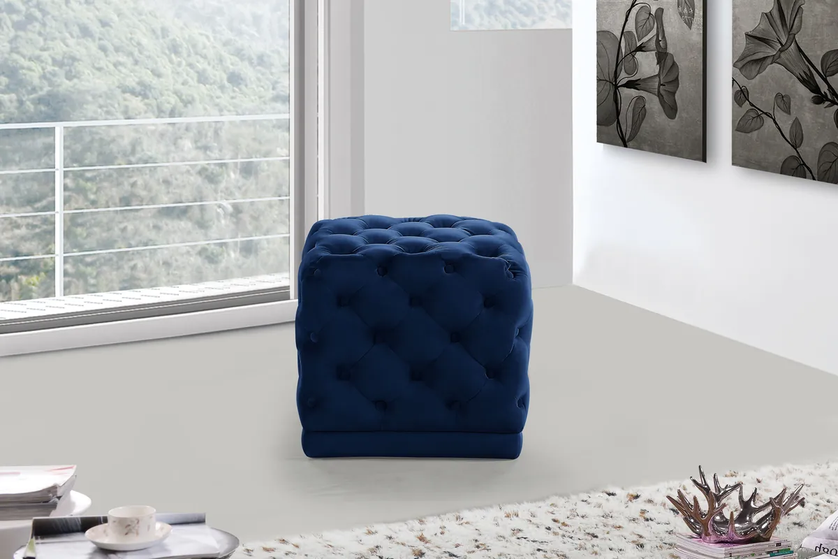 Stella - Ottoman / Stool - Navy - View 2