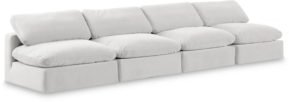Comfy - Velvet Modular Armless Sofa 4 Seats - White