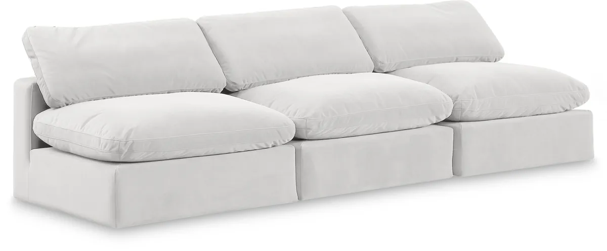Comfy - Velvet Modular Armless Sofa 3 Seats - White