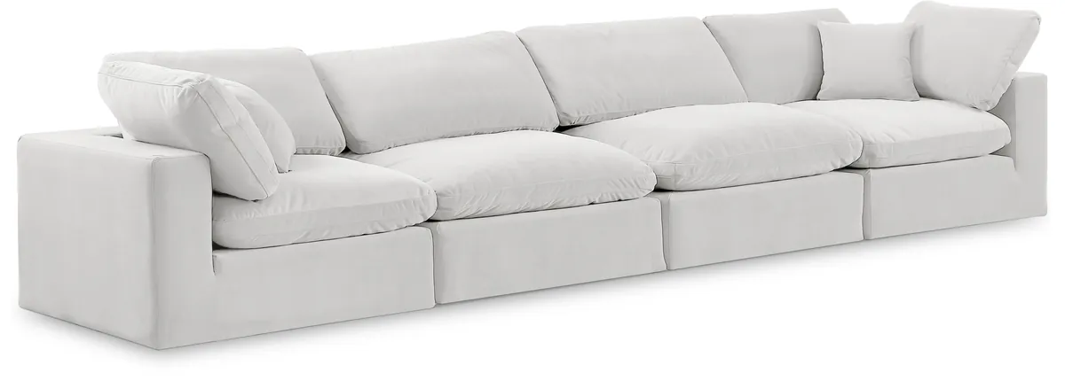 Comfy - Velvet Modular Sofa 4 Seats - White