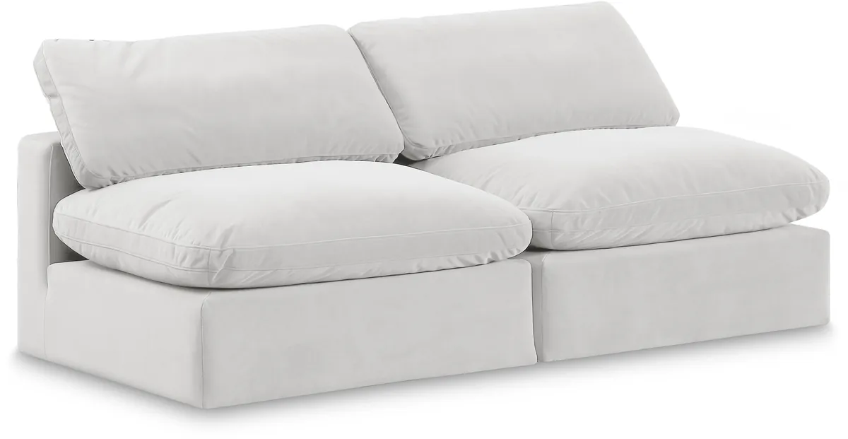 Comfy - Velvet Modular Armless Sofa 2 Seats - White