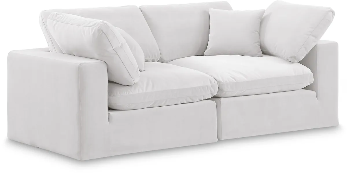 Comfy - Velvet Modular Sofa 2 Seats - White