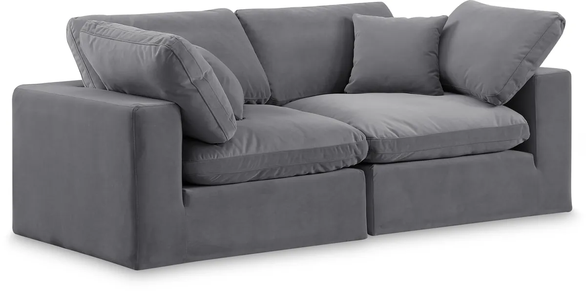 Comfy - Velvet Modular Sofa 2 Seats - Dark Gray