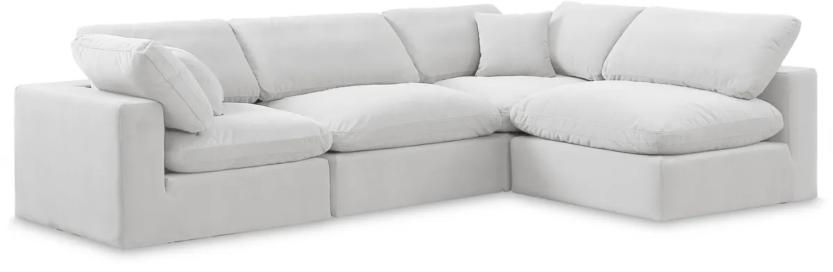 Comfy - 4 Piece Velvet Modular Armless Sectional - White