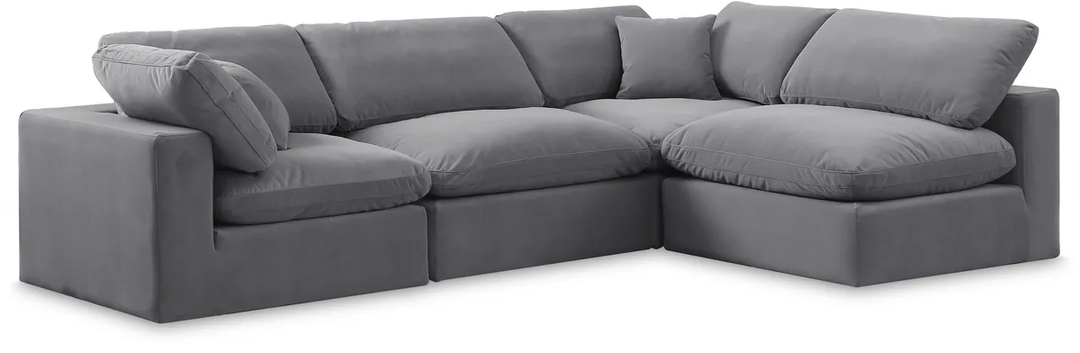 Comfy - 4 Piece Velvet Modular Armless Sectional - Dark Gray