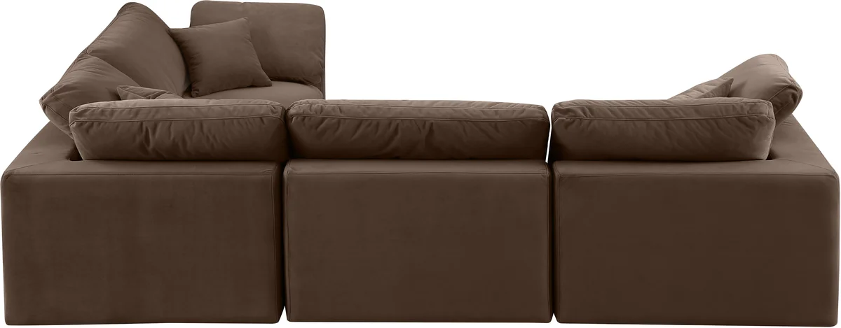 Comfy - 4 Piece Velvet Modular Sectional - Dark Brown - View 2