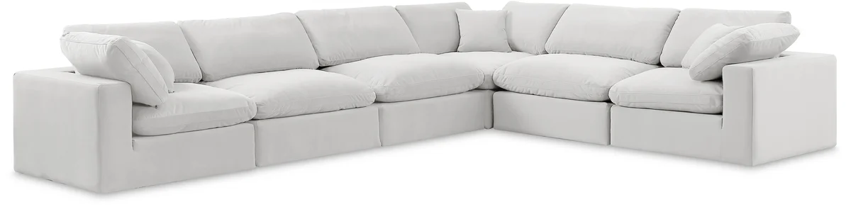 Comfy - 6 Piece Velvet Modular Corner Sectional - White