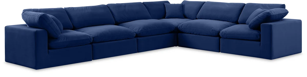 Comfy - 6 Piece Velvet Modular Corner Sectional - Navy