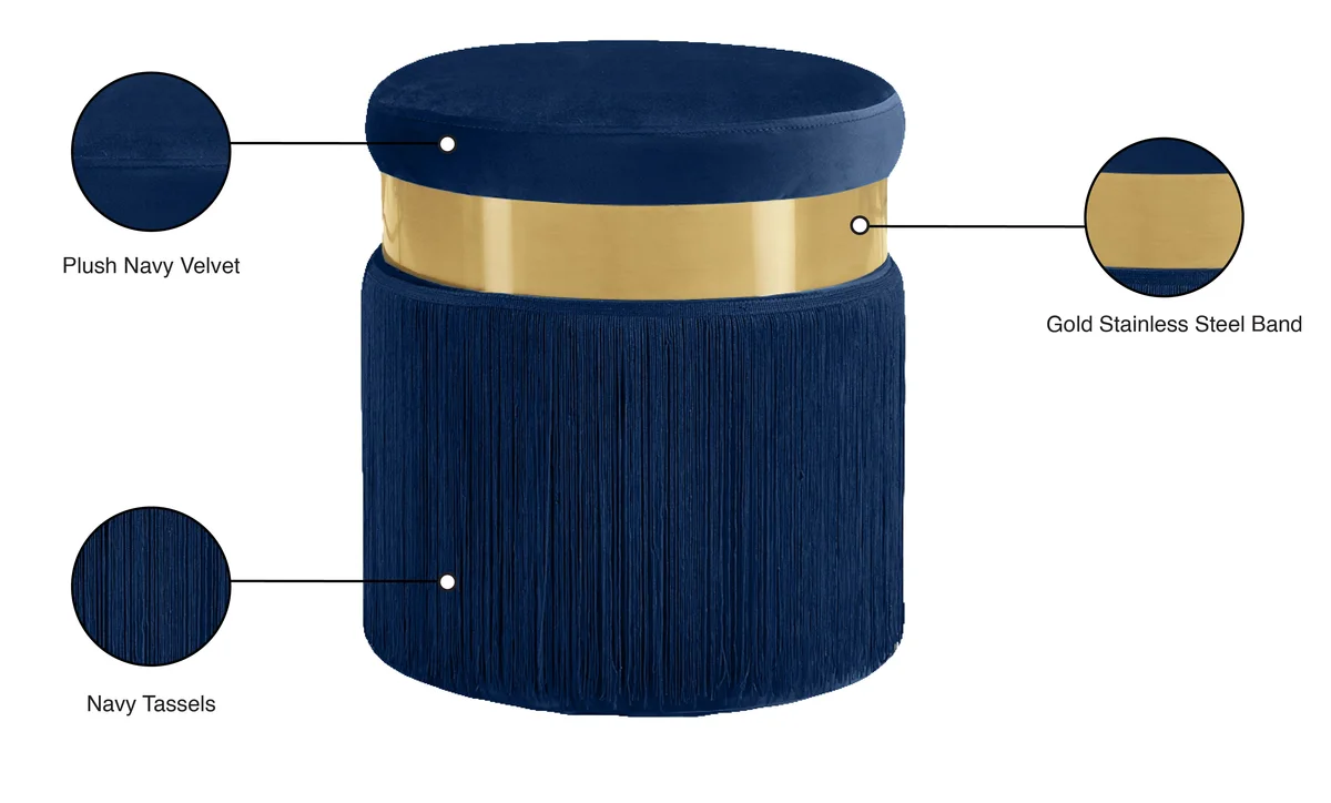 Yasmine - Ottoman / Stool - Navy