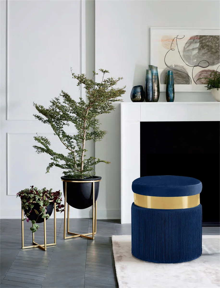 Yasmine - Ottoman / Stool - Navy - View 2
