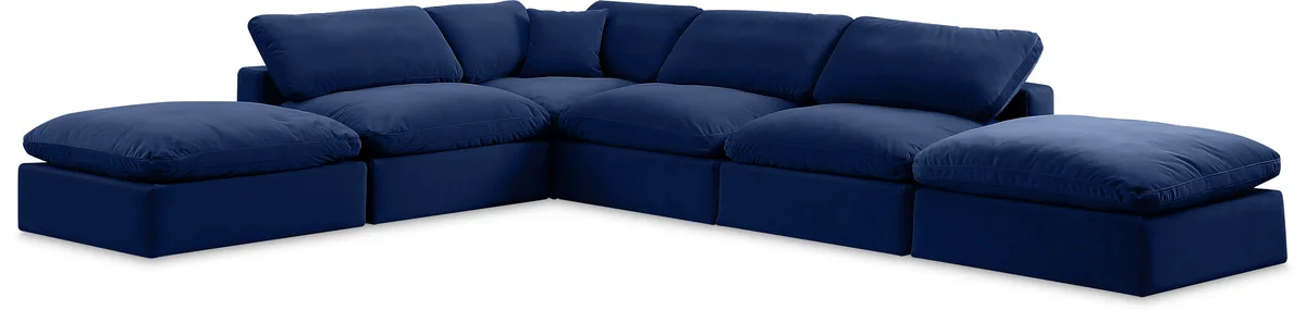 Comfy - 6 Piece Velvet Modular Sectional - Navy