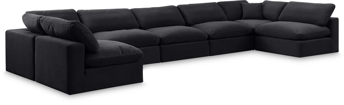 Comfy - 7 Piece Velvet Modular Armless Sectional - Black