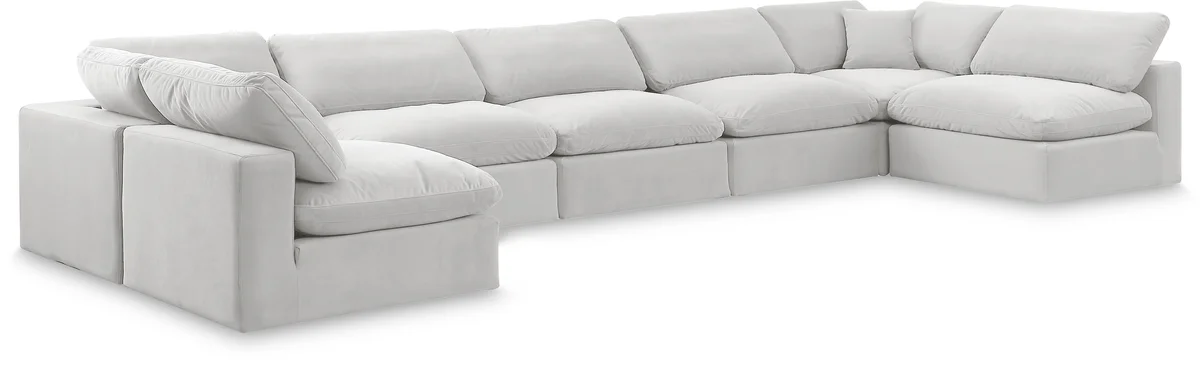Comfy - 7 Piece Velvet Modular Armless Sectional - White