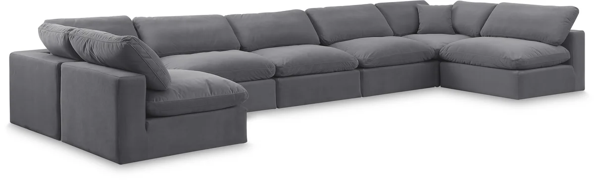 Comfy - 7 Piece Velvet Modular Armless Sectional - Dark Gray