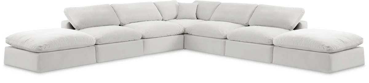 Comfy - 7 Piece Velvet Modular Corner Sectional - White