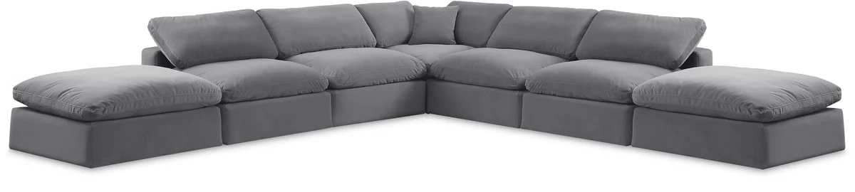 Comfy - 7 Piece Velvet Modular Corner Sectional - Dark Gray