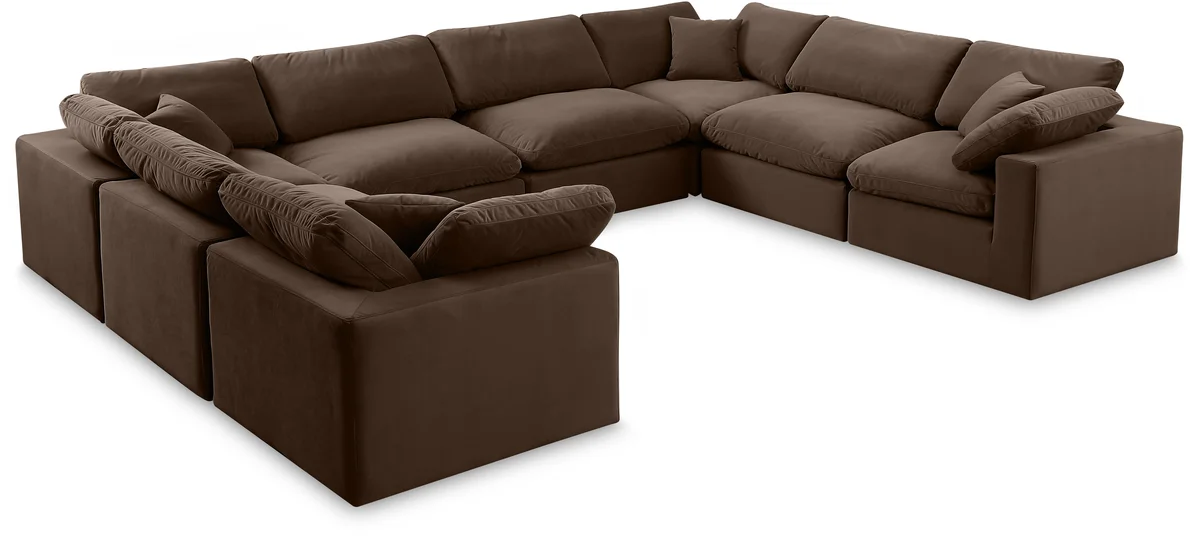 Comfy - 8 Piece Velvet Modular Sectional - Dark Brown