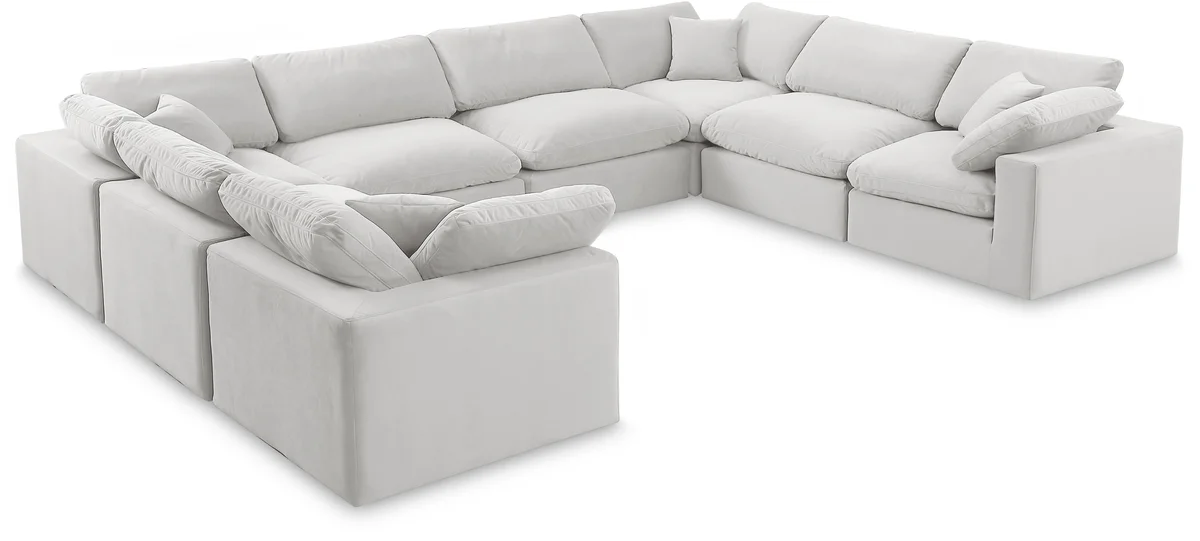 Comfy - 8 Piece Velvet Modular Sectional - White