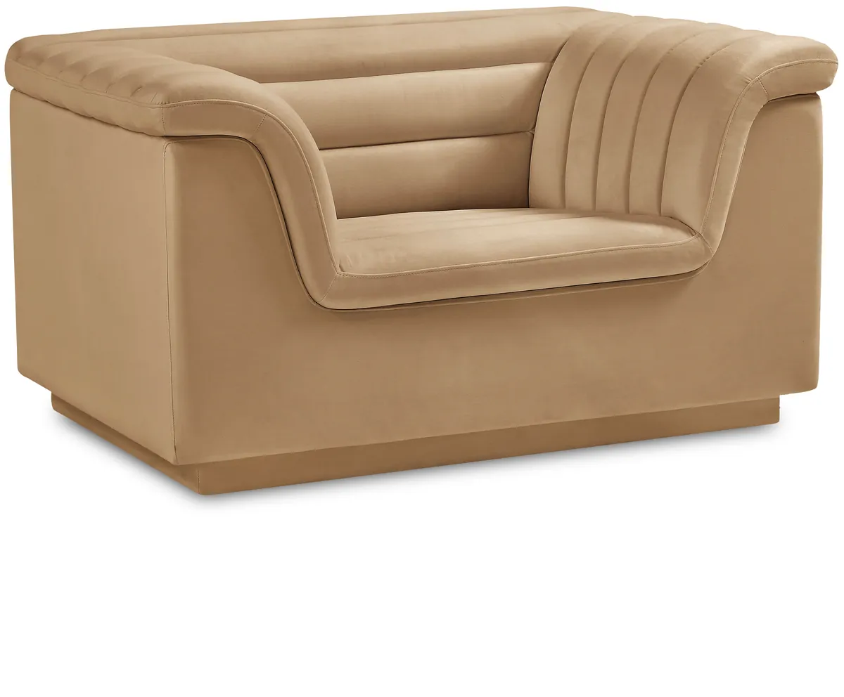 Cascade - Velvet Chair - Camel