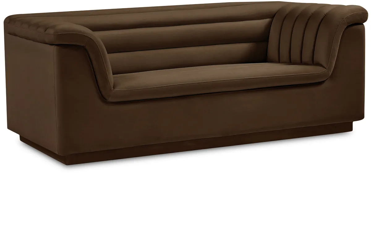 Cascade - Velvet Loveseat - Brown