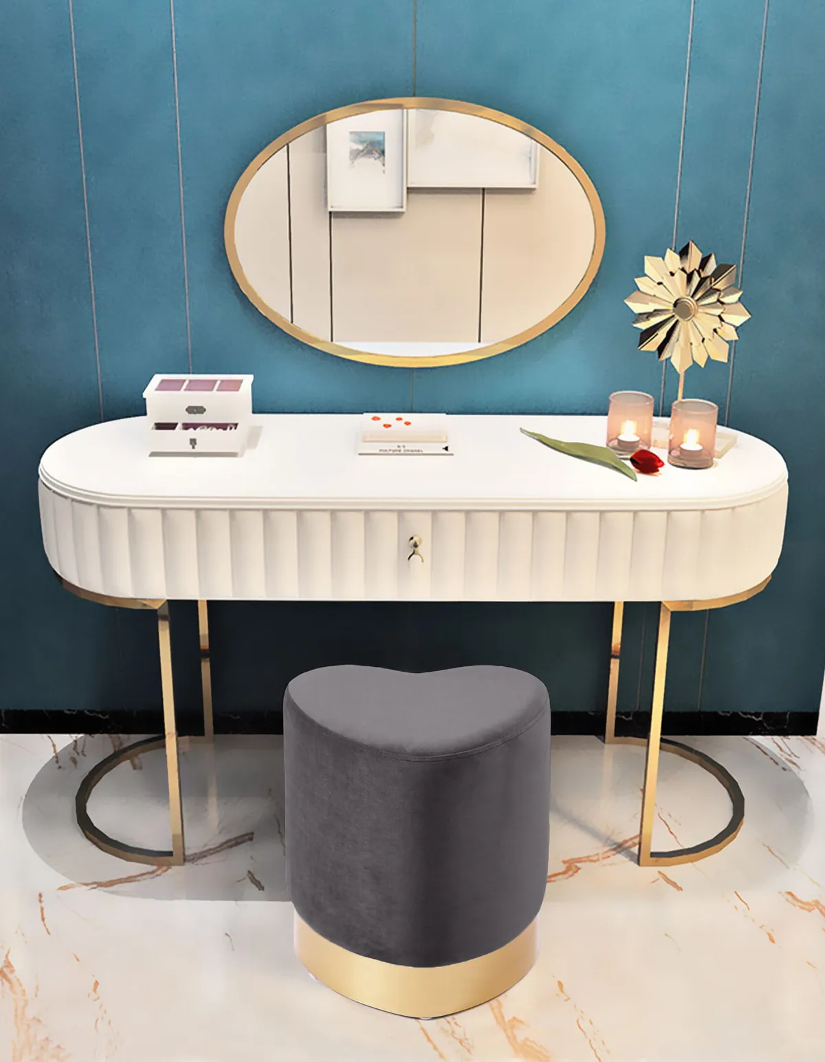 Heart - Ottoman / Stool - Gray - View 2