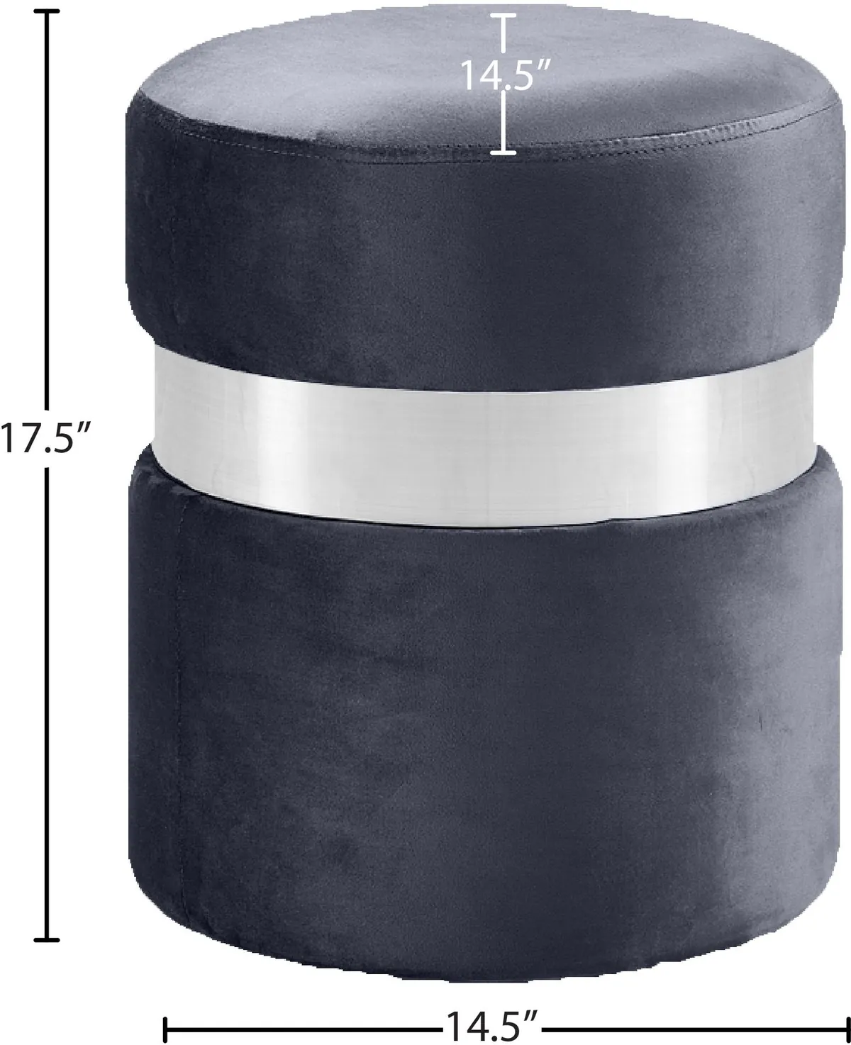 Hailey - Ottoman / Stool - Gray - Fabric