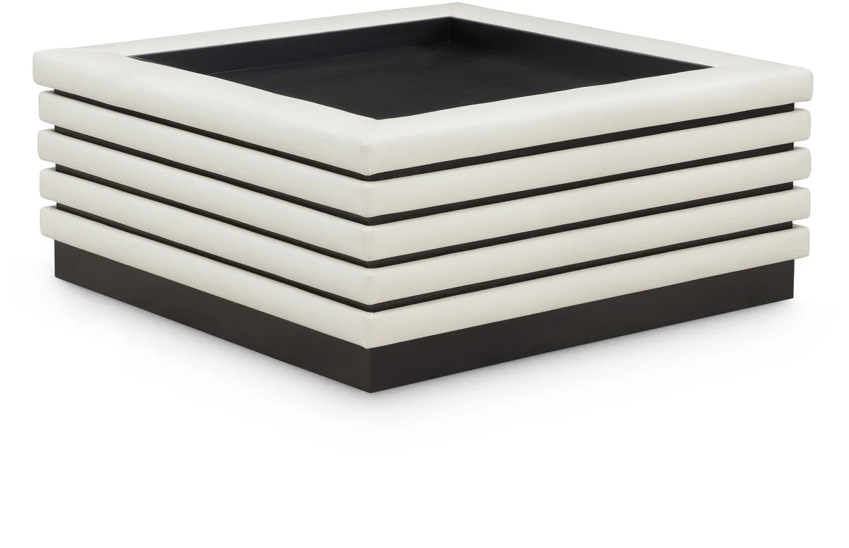 Rory - Square Coffee Table With Black Base - Cream
