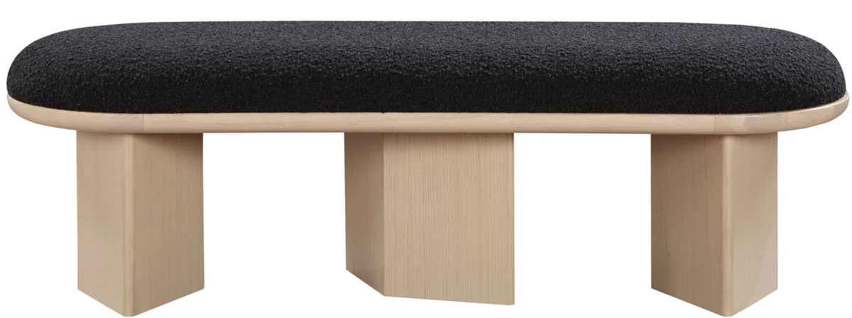 Wilshire - Bench With Natural Base - Black - View 2