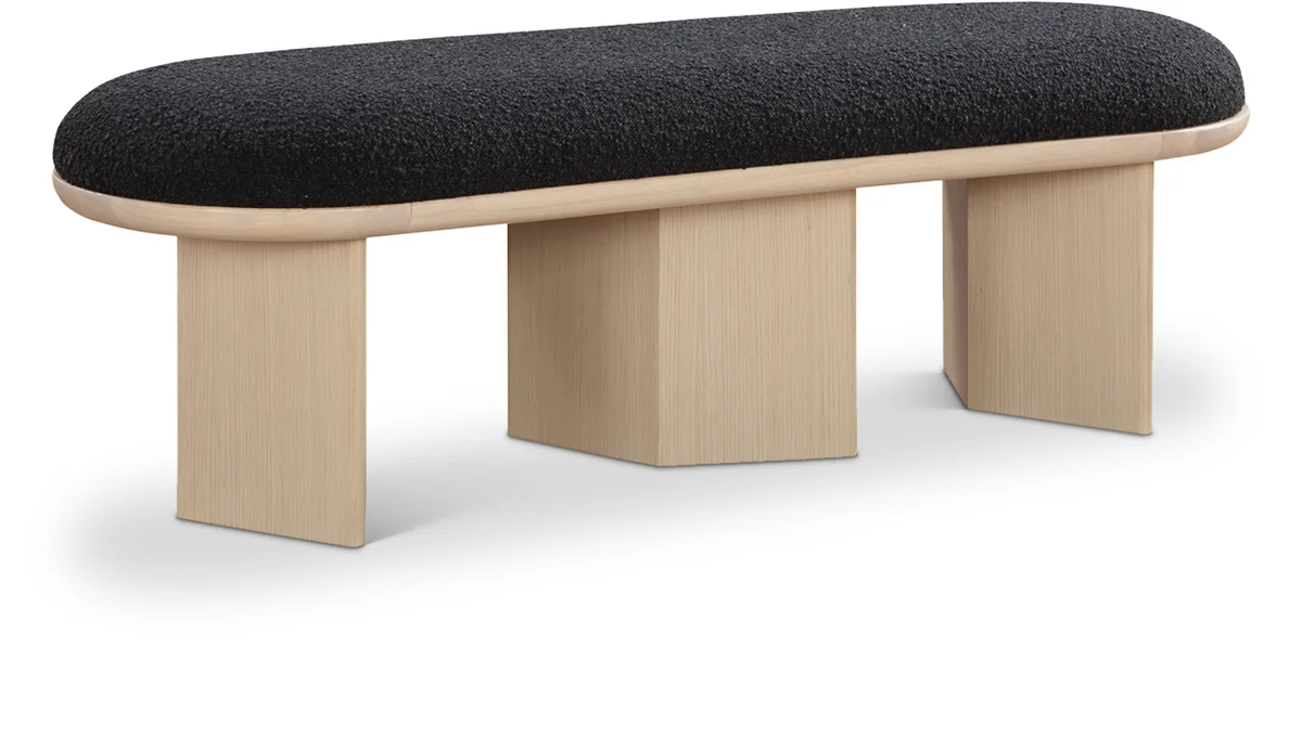 Wilshire - Bench With Natural Base - Black